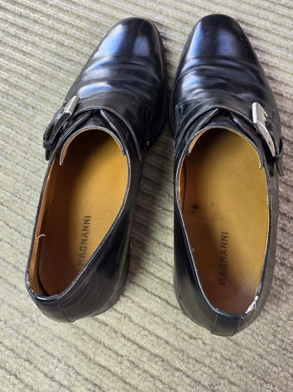 Magnanni Marco Shoes Mens 10M Black Leather Monk Strap Dress Square Toe 18398